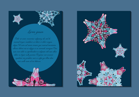 Pink and blue brochure. Nice hand-drawn illustrationのイラスト素材