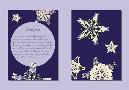 Violet and yellow brochure. Nice hand-drawn illustrationのイラスト素材