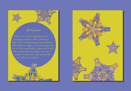 Violet and yellow brochure. Nice hand-drawn illustrationのイラスト素材
