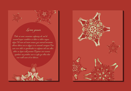 Red and yellow brochure. Nice hand-drawn illustrationのイラスト素材