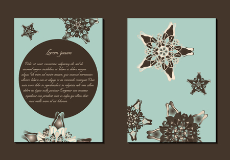 Blue and brown brochure. Nice hand-drawn illustrationのイラスト素材