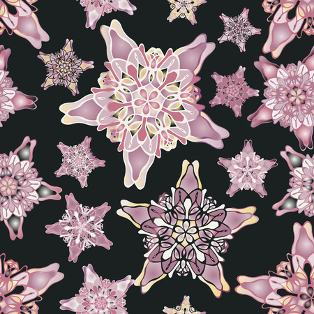 Pink and beige star-like seamless pattern. Nice hand-drawn illustrationのイラスト素材