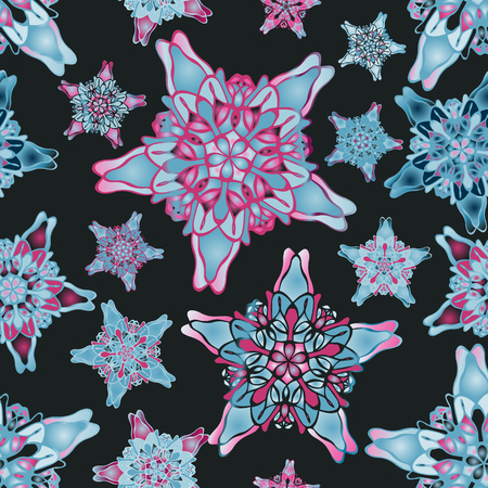 Pink and blue star-like seamless pattern. Nice hand-drawn illustrationのイラスト素材