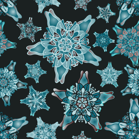 Blue star-like seamless pattern. Nice hand-drawn illustrationのイラスト素材