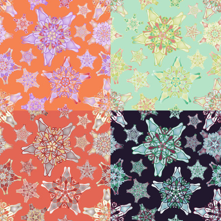 Set of star-like seamless patterns. Nice hand-drawn illustrationのイラスト素材