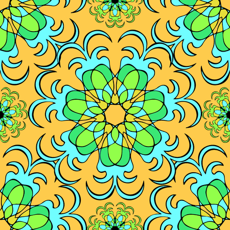 Elegant seamless pattern with Mandala-like elements. Nice and colorful vector illustrationのイラスト素材