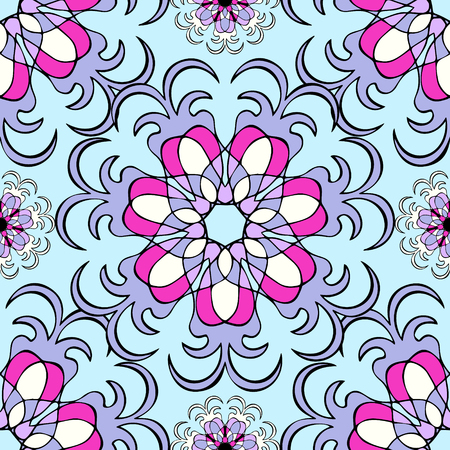 Elegant seamless pattern with Mandala-like elements. Nice and colorful vector illustrationのイラスト素材