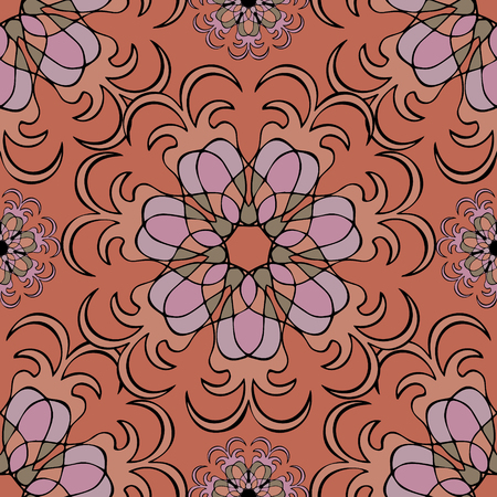 Elegant seamless pattern with Mandala-like elements. Nice and colorful vector illustrationのイラスト素材