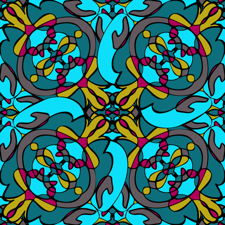 Elegant seamless pattern with Mandala-like elements. Nice and colorful vector illustrationのイラスト素材