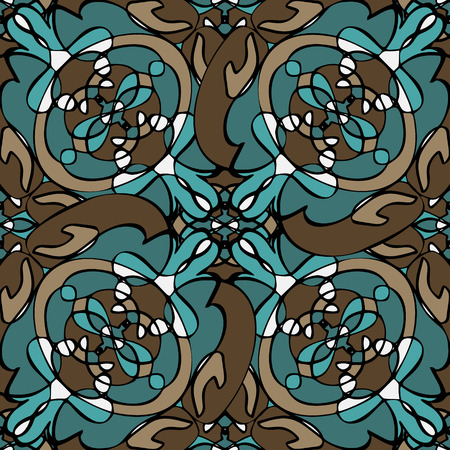 Elegant seamless pattern with Mandala-like elements. Nice and colorful vector illustrationのイラスト素材