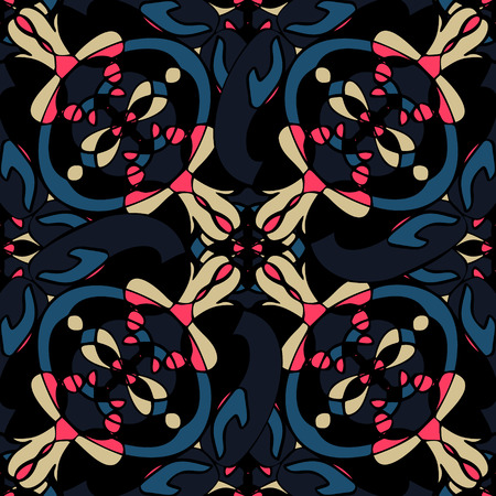 Elegant seamless pattern with Mandala-like elements. Nice and colorful vector illustrationのイラスト素材