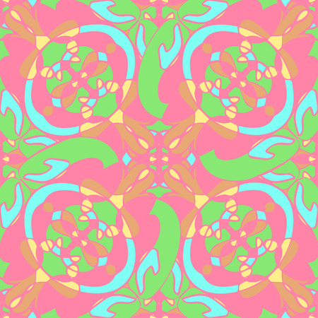 Elegant seamless pattern with Mandala-like elements. Nice and colorful vector illustrationのイラスト素材