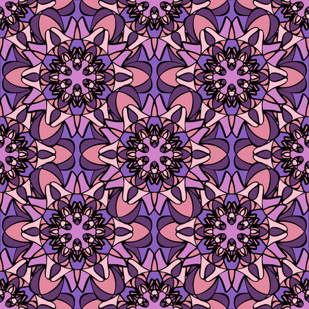 Elegant seamless pattern with Mandala-like elements. Nice and colorful vector illustrationのイラスト素材