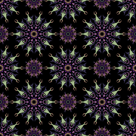 Elegant seamless pattern with Mandala and floral elements.Nice hand-drawn illustrationのイラスト素材