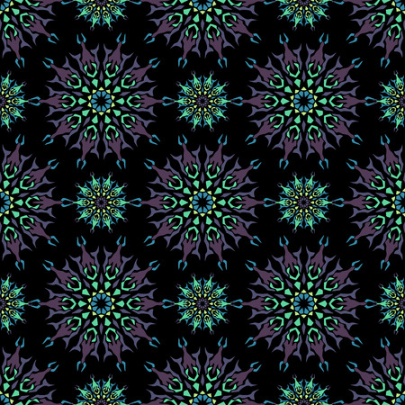 Elegant seamless pattern with Mandala and floral elements.Nice hand-drawn illustrationのイラスト素材