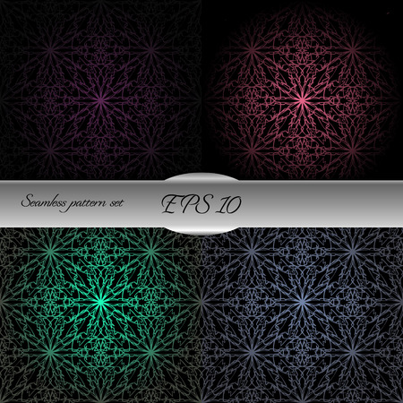 Set of lace-like seamless patterns. Nice hand-drawn illustrationのイラスト素材