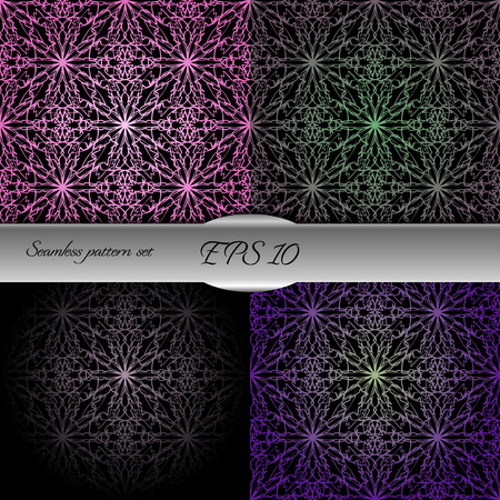 Set of lace-like seamless patterns. Nice hand-drawn illustrationのイラスト素材