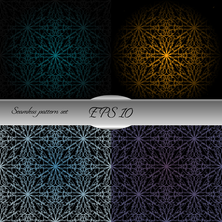 Set of lace-like seamless patterns. Nice hand-drawn illustrationのイラスト素材