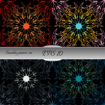 Set of lace-like seamless patterns. Nice hand-drawn illustrationのイラスト素材