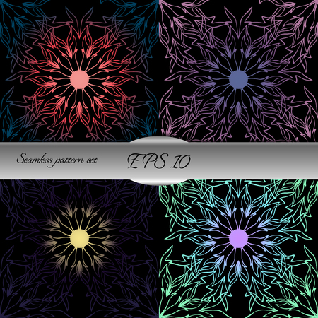 Set of lace-like seamless patterns. Nice hand-drawn illustrationのイラスト素材