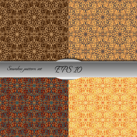 Set of lace-like seamless patterns. Nice hand-drawn illustrationのイラスト素材