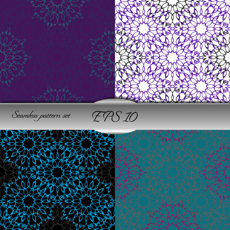 Set of lace-like seamless patterns. Nice hand-drawn illustrationのイラスト素材