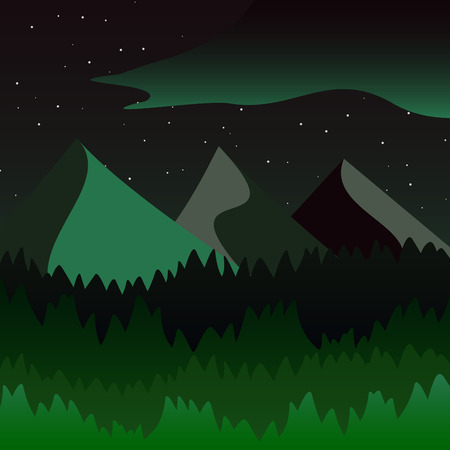 Beautiful mountains and forest landscape. Nice vector illustrationのイラスト素材