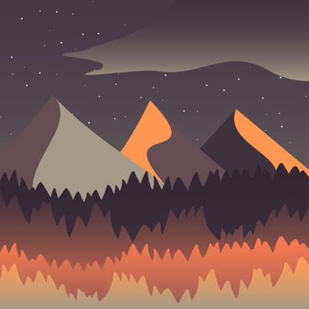 Beautiful mountains and forest landscape. Nice vector illustrationのイラスト素材
