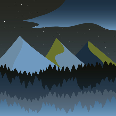 Beautiful mountains and forest landscape. Nice vector illustrationのイラスト素材