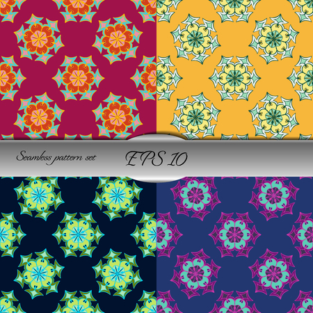 Set of four elegant seamless patterns. Nice hand drawn vector illustrationのイラスト素材