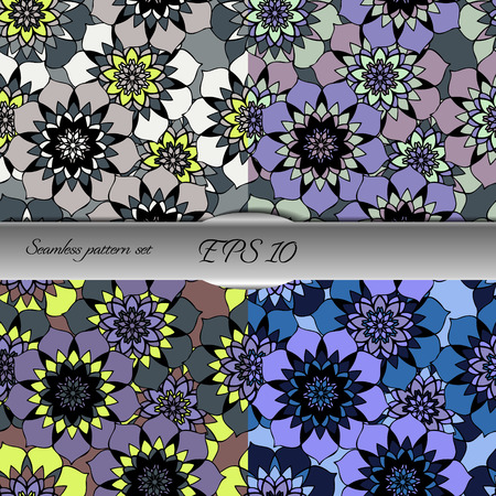 Set of four elegant seamless patterns. Nice hand drawn vector illustrationの写真素材