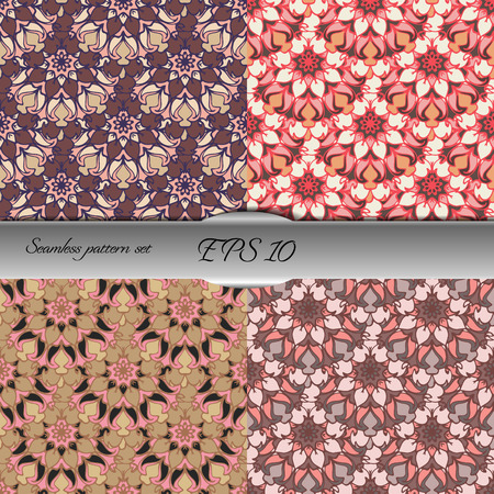 Set of four elegant seamless patterns. Nice hand drawn vector illustrationの写真素材