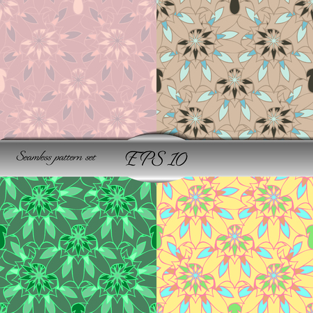 Set of four elegant seamless patterns. Nice hand drawn vector illustrationの写真素材