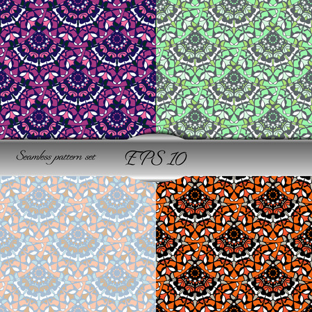 Set of four elegant seamless patterns. Nice hand drawn vector illustrationの写真素材