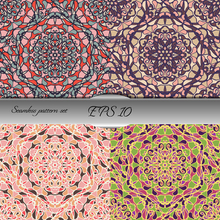 Set of four elegant seamless patterns. Nice hand drawn vector illustrationの写真素材