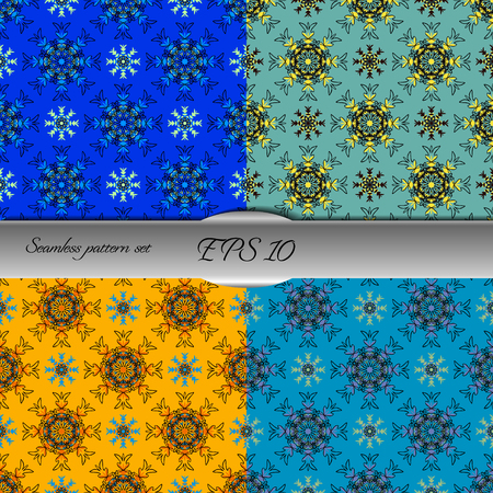 Set of four elegant seamless patterns. Nice hand drawn vector illustrationの写真素材