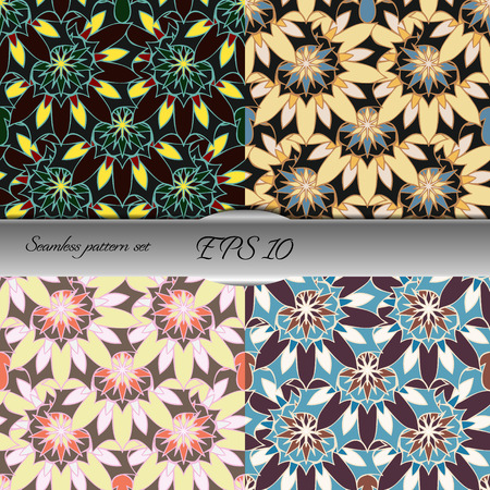 Set of four elegant seamless patterns. Nice hand drawn vector illustrationの写真素材