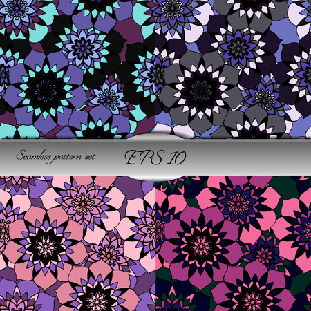 Set of four elegant seamless patterns. Nice hand drawn vector illustrationの写真素材