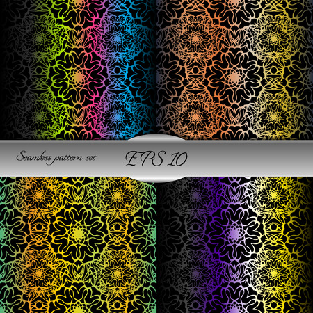 Set of bright lace-like seamless patterns. Nice hand-drawn illustrationのイラスト素材