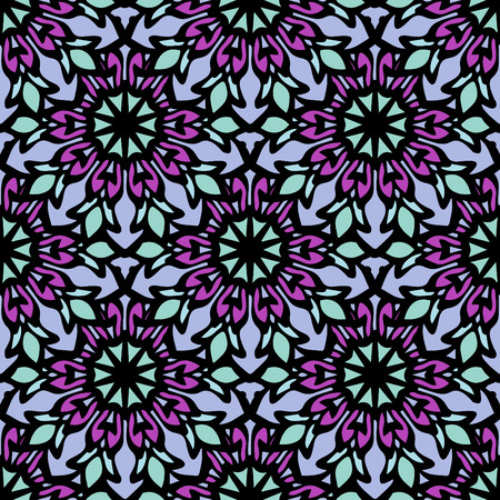 Elegant seamless pattern with Mandala and floral elements. Nice hand-drawn illustrationのイラスト素材