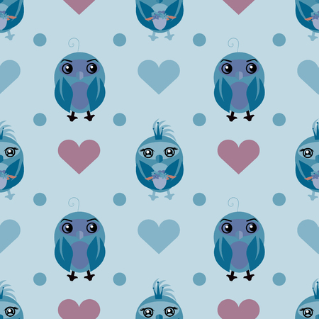 Seamless pattern with owls and hearts. Nice vector illustrationのイラスト素材