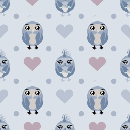 Seamless pattern with owls and hearts. Nice vector illustrationのイラスト素材