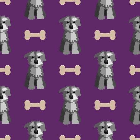 Cute schnauzer seamless pattern. Nice hand-drawn illustrationのイラスト素材