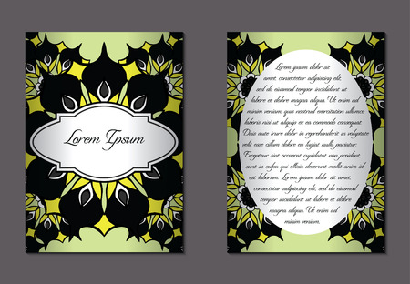 Elegant two sides of brochures. Nice hand-drawn illustrationのイラスト素材