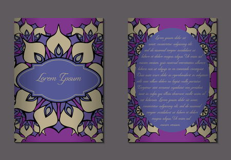Elegant two sides of brochures. Nice hand-drawn illustrationのイラスト素材