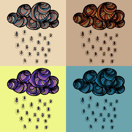 Set of four doodle clouds. Nice vector illustrationのイラスト素材
