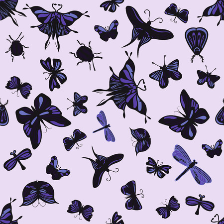 Colorful seamless pattern with insects. Nice hand-drawn illustrationのイラスト素材