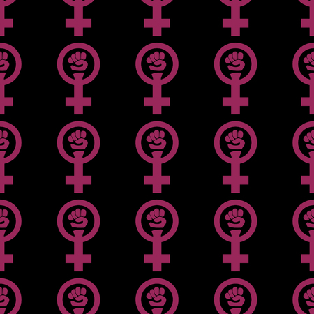 Simple feminist seamless pattern. Venus mirror and fist sign. Nice vector illustrationのイラスト素材
