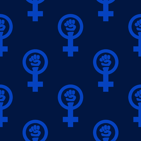Simple feminist seamless pattern. Venus mirror and fist sign. Nice vector illustrationのイラスト素材