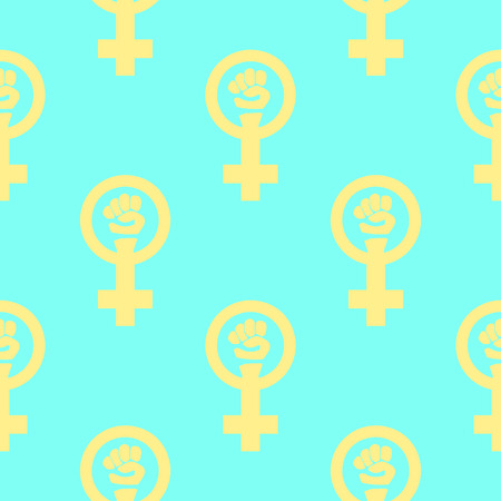 Simple feminist seamless pattern. Venus mirror and fist sign. Nice vector illustrationのイラスト素材